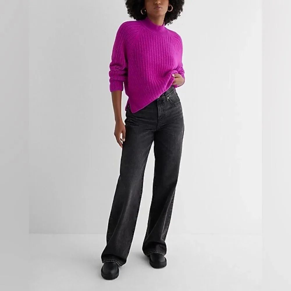 Express Ribbed Mock Neck Long Sleeve Sweater - Picture 4 of 8